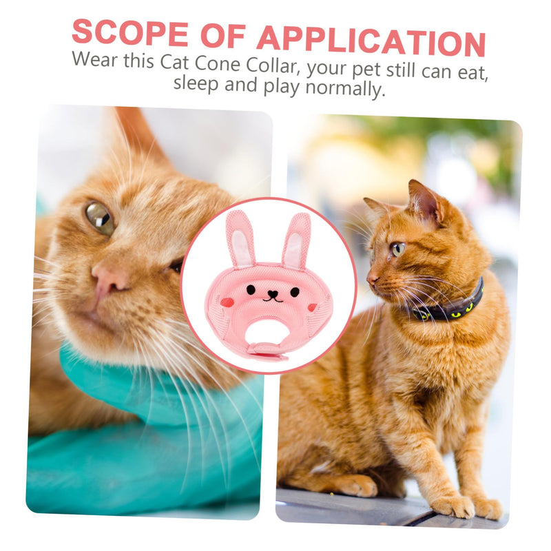 Breathable bunny ear protective collar made of polyester for cats to aid wound healing. Adjustable cone collar for cats. Prevents licking and biting during the recovery phase.