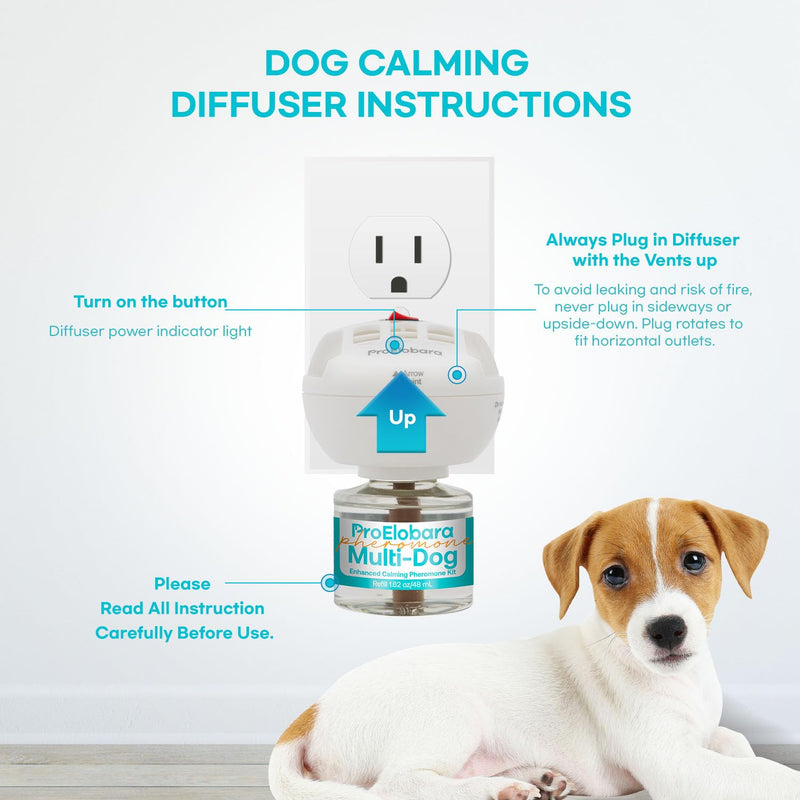 Dog Calming Pheromone Anxiety Diffuser: Dog Calming Pheromones Anti Anxiety Plug Diffuser - Anti Anxiety Calming Pheromone Diffuser for Dogs - Calm Dogs Stress Relief 1 Diffuser & 2 Pheromone Refills Blue