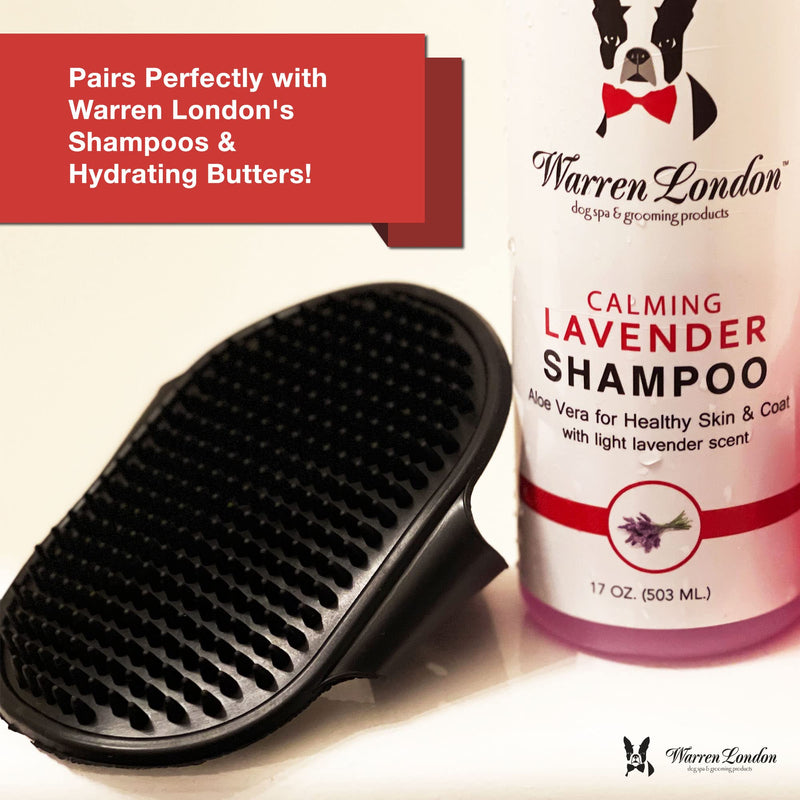 Warren London Grooming Bath Brush for Dogs and Cats | Applicator for Dog Shampoo, Hydrating Butter, or Pet Leave In Conditioner | Black - PawsPlanet Australia