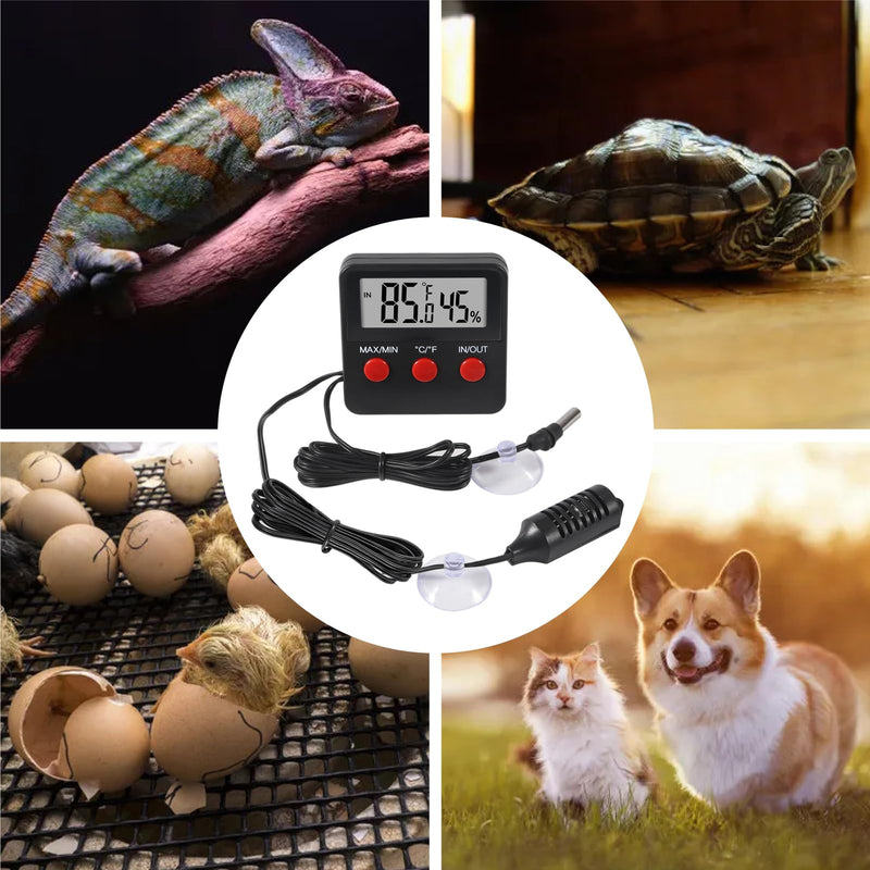 3PCS Digital Reptile Thermometer and Humidity Gauge Remote Probes Reptile Terrarium Thermometer Hygrometer Indoor Outdoor Temperature and Hygrometer Gauge - PawsPlanet Australia