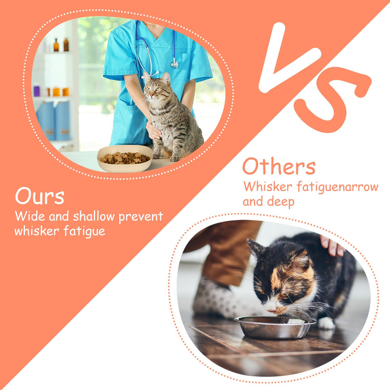 Cat Food Bowl Set, 6 inch Wide Shallow Cat Bowl for Relief Whisker Fatigue,Small Flat Cat Dish, Shallow Pet Feeding Dish or Plate for Cats and Small Dogs (4Pcs) 4 Pcs Cat Bowl - PawsPlanet Australia