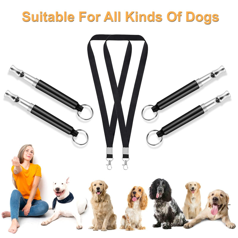 Dog Whistle with Strap Lanyards – 2 Pack Ultrasonic Silent Dog Whistle to Stop Barking Neighbour’s Dog – Stainless Steel High Frequency Professional Adjustable Dog Training Whistles