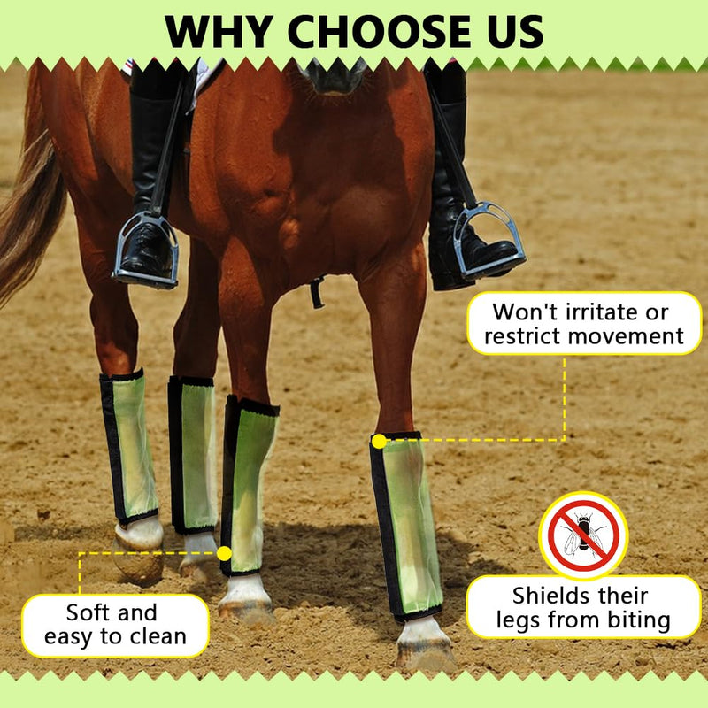 NBEADS 4 Pcs Fly Boots for Horses, Non-Slip Breathable Horse Fly Boots Mesh Horse Fly Leggings for Preventing Flies from Biting Horses Accessories, Green Yellow