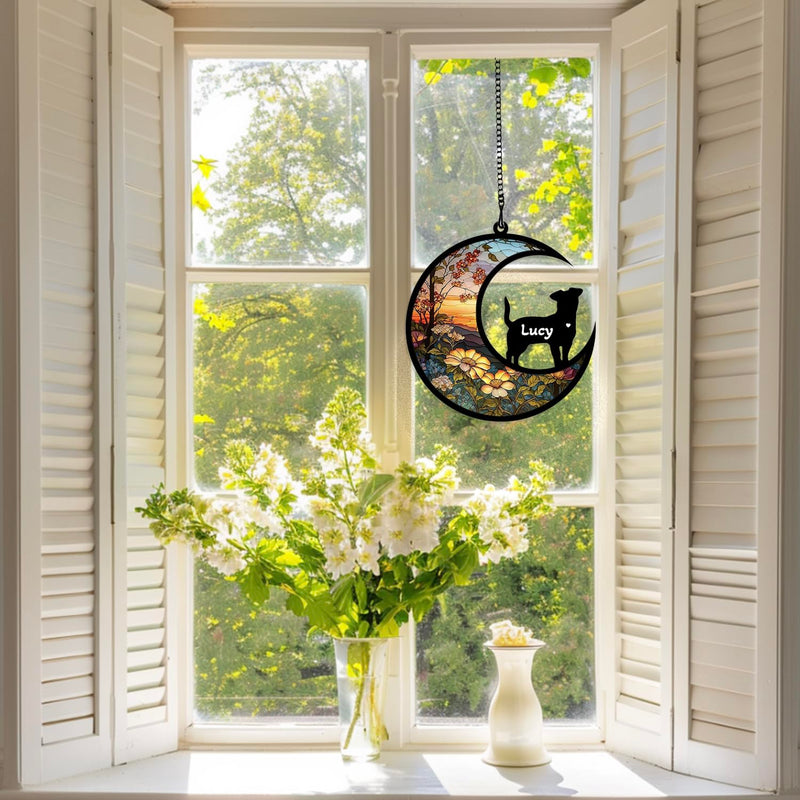 DIY Custom Dog Ornament Memorial Gifts for Dog Lovers, Acrylic Window Hangings Ornament Suncatcher, Loss of Dog Sympathy Gift, Remembrance Gifts for Dog Dog & Flower-CTM - PawsPlanet Australia