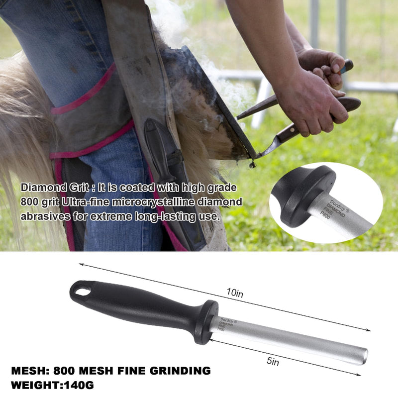 Farrier Hoof Knife Sharpener, Diamond Coated Honing Rod for Curved Blades, Fine 800 Grit Abrasive for Precise Edge Maintenance on Horse Hoof Trimming Tools