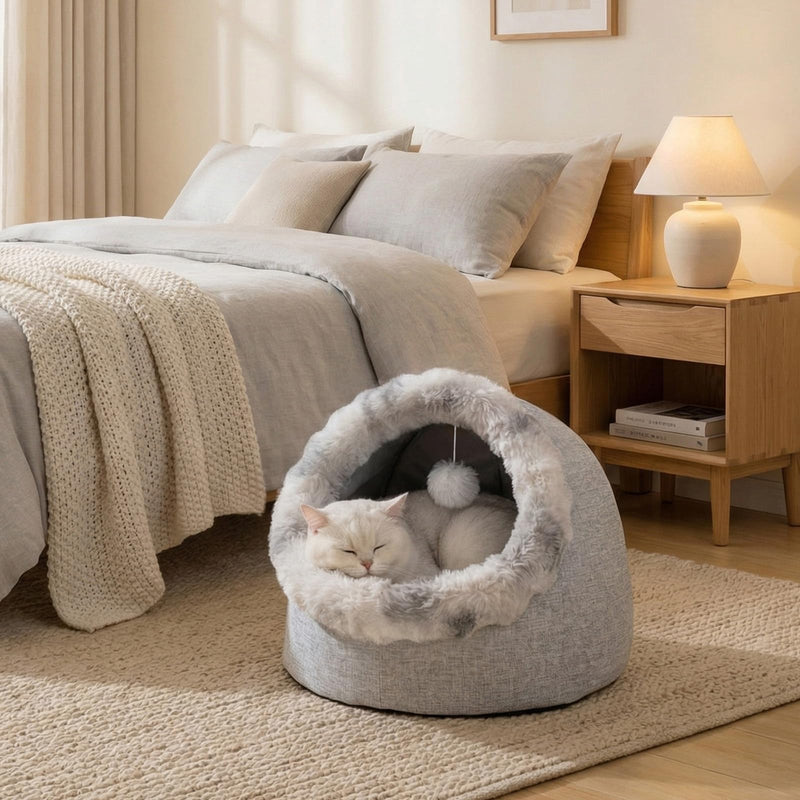 Avont Cat Recovery Suit After Surgery Bundle with Cat Bed Cave for Indoor Cats, Semi-Enclosed Cat House