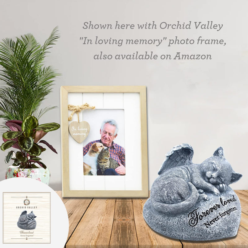 Cat Garden Statue - Pet Memorial Stone - Cat Grave Marker - Beautifully Packaged Memorial Gift, Headstones for Cats or Loss of Cat Sympathy Gift, Sleeping Cat Stepping Stone - PawsPlanet Australia
