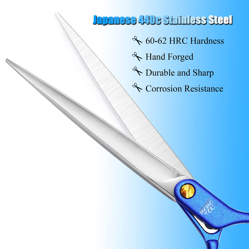 6.5'' Small Blue Straight Dog Grooming Scissors Professional Trimming Shears with Ultra-Lightweight Offset Handle 440C Stainless Steel Pet Scissors for Face and Paws - PawsPlanet Australia