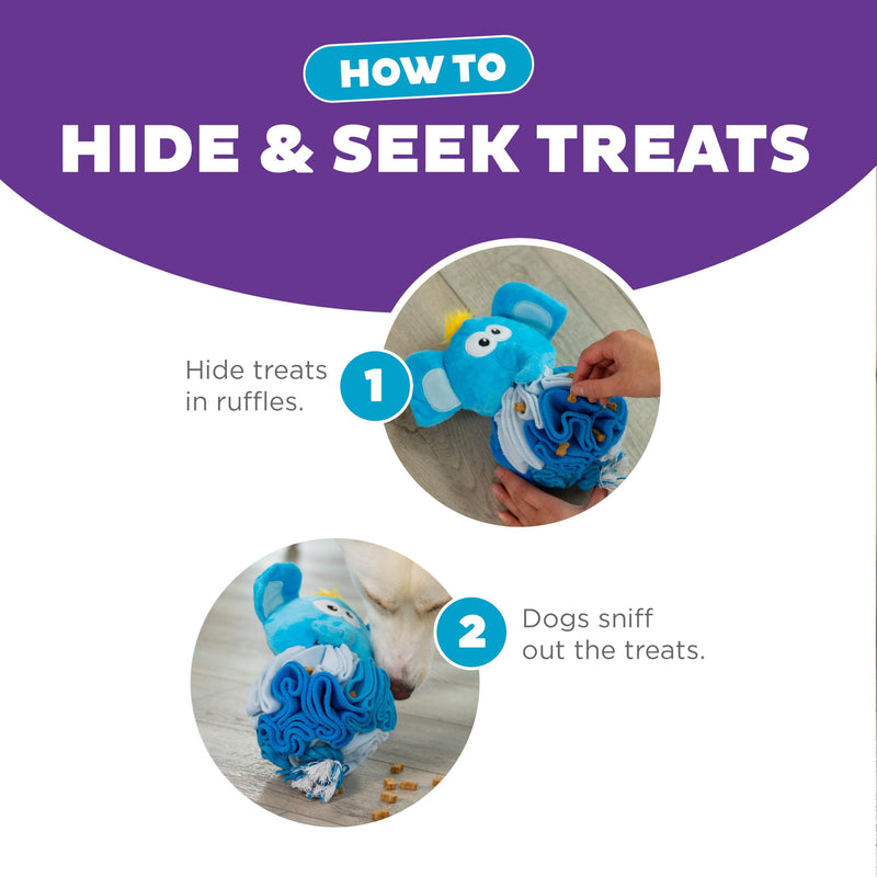 Outward Hound Nina Ottosson Stuff N' Snuffle Plush Snuffle Ball Dog Puzzle, Elephant, Blue - PawsPlanet Australia