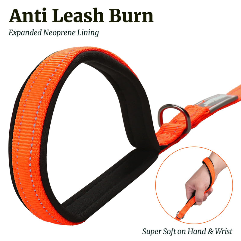VIVAGLORY Dog Leash Dailyx Pet Leash with Soft Padded Handle for Training & Walking, Heavy Duty & Double Layer Nylon for Pet Puppy, 3ft x 1/2in, Orange Leash (3 ft. x 1/2 in.)