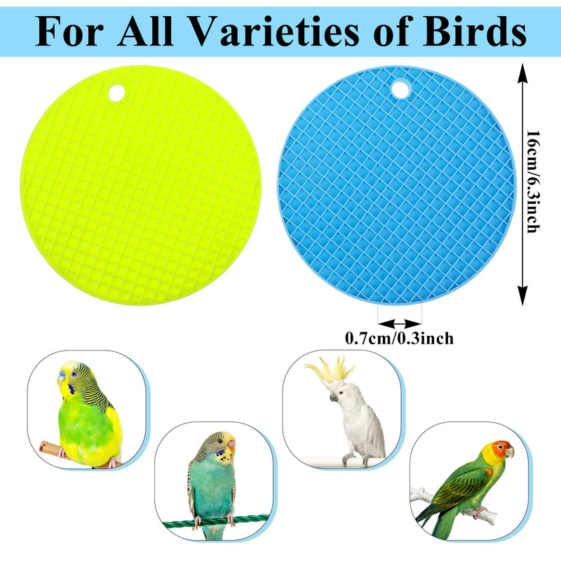 2Pcs Bird Foraging Toys,Foraging Mat,Forage Toys for Birds Small African Grey Parrot Toy to Increase Feeding Time Silicone Slow Feeder Mats for Parakeets Cockatiel Conure Budgies(Blue & Green) - PawsPlanet Australia