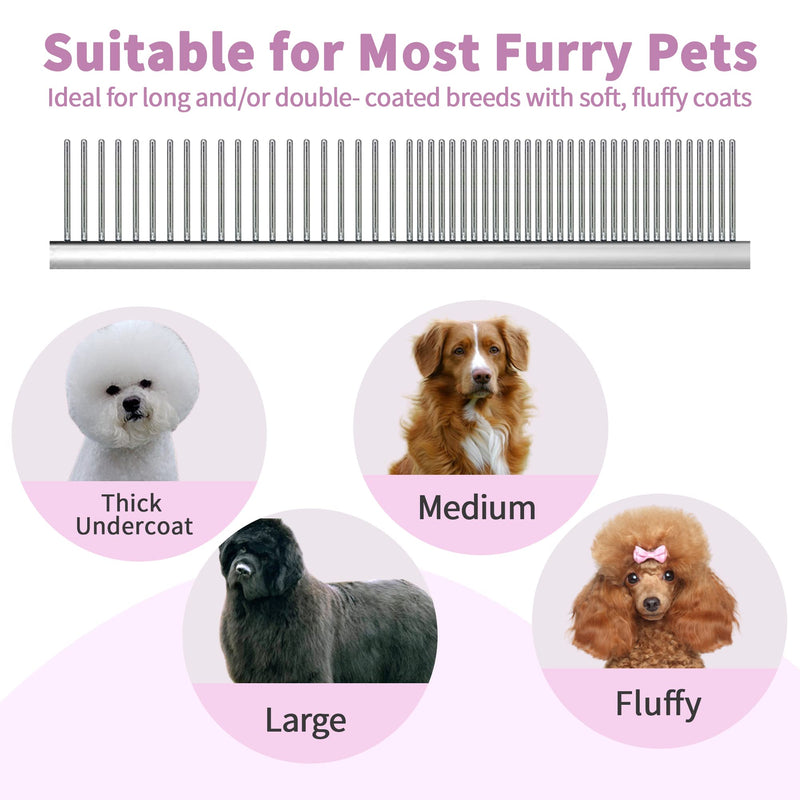 Firm Pet Grooming Kit: 25mm Extra Long Pin Brush for Goldendoodles, Wire Deshedding Brush, Removes Loose Hair & Undercoat (Pink) pink-comb2