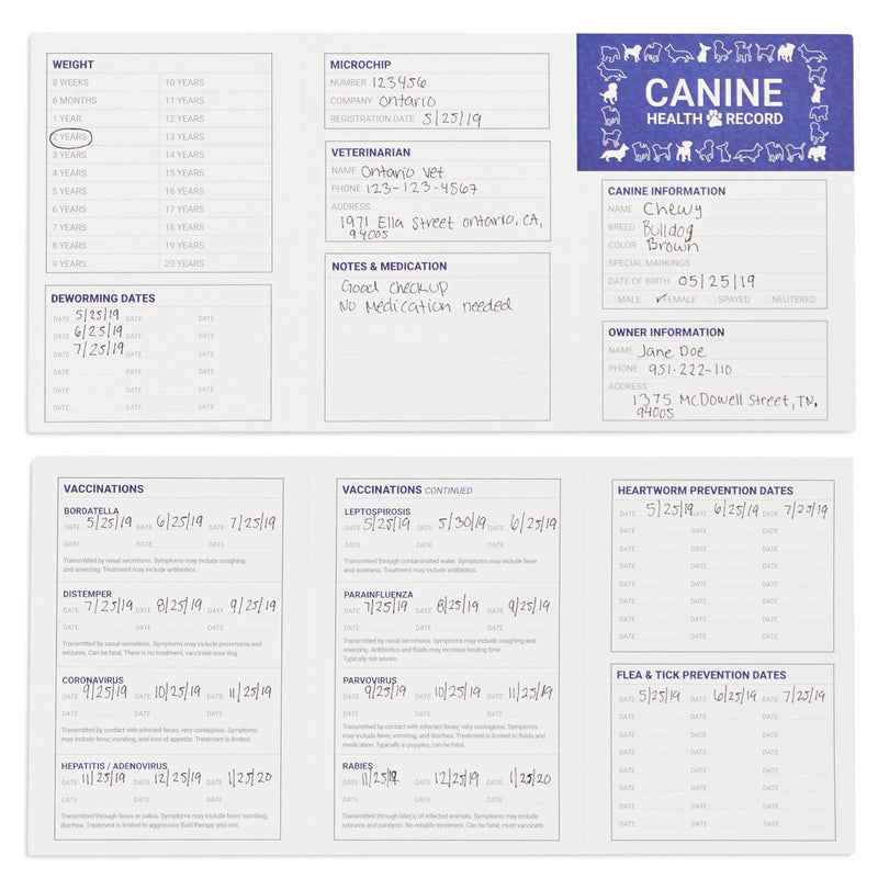 Juvale 24 Pack Puppy Vaccination Record Card, Dog Vaccine and Canine Health Record Booklets (5x3.5 in)