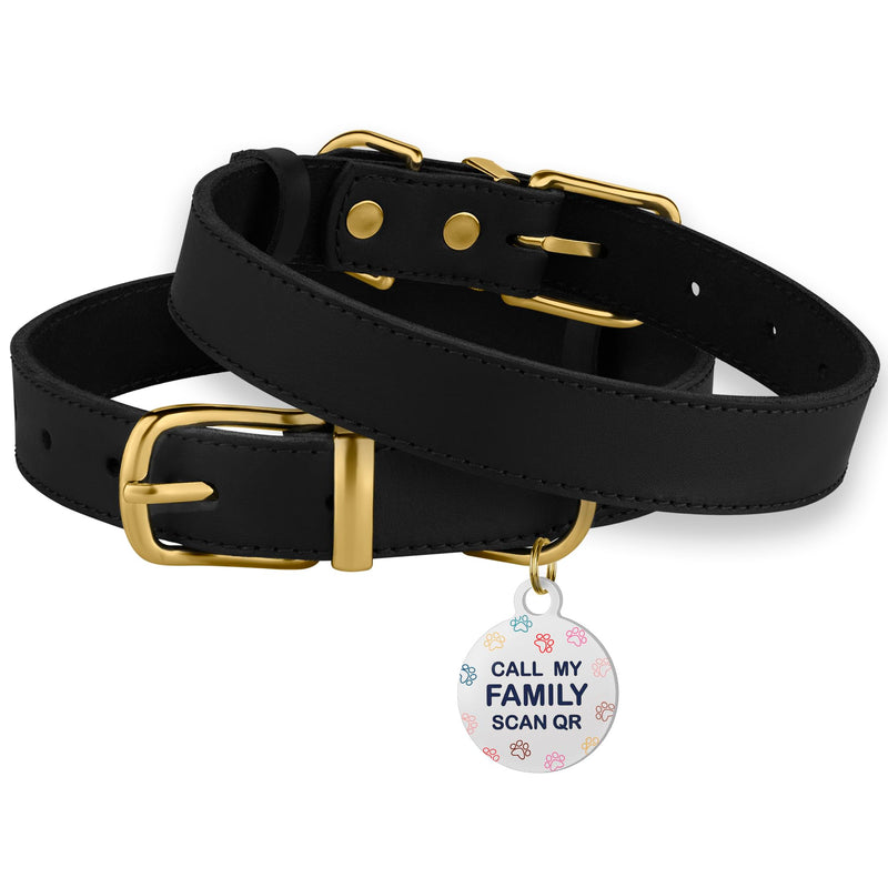 BRONZEDOG Leather Dog Collar with Metal Buckle Durable Basic Pet Collars for Small Medium Large Dogs (19-21 Inch (Pack of 1), Black & Gold Buckle) 19-21 inch - PawsPlanet Australia