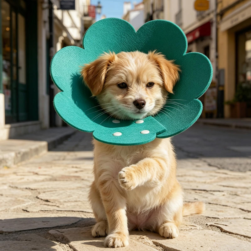 Cat Protective Collar, 4 Pieces 22-28 cm Adjustable Cat Collar, Soft & Breathable Cat Neck Brace, Anti-Bite Collar for Wound Healing, Cat Collar for Cats and Small Dogs (Sunflower)