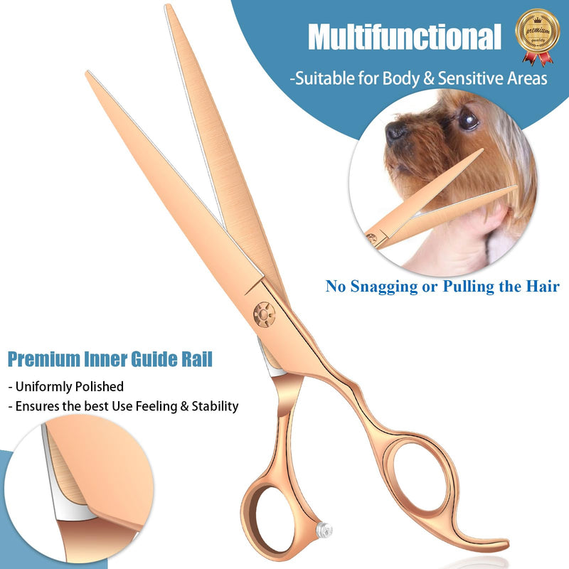7.5" Dog Grooming Scissors Trimming Cutting Shears Professional for Dog Cat Pet Animal Grooming on Face and Paws Gold Bronze 7.5" Cutter - PawsPlanet Australia