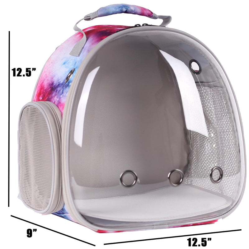 Hedgehog Backpack Carrier, Galaxy Theme Bearded Dragon Backpack,Small Animal Backpack for 2 Guinea Pig Lizard, Space Capsule Clear Bubble Window Carrier for Rat Bunny Rabbit (Galaxy Pink) Galaxy Pink - PawsPlanet Australia