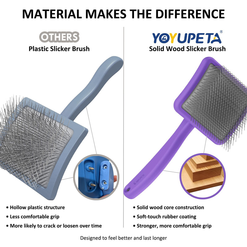 Large Slicker Brush for Dogs,Doodle Brush for Poodles, Goldendoodles, Labradoodle, Extra Long Pins for Detangling Matted Fur & Removing Tangle, Dog Grooming Kit with Wooden Handle. Purple - PawsPlanet Australia