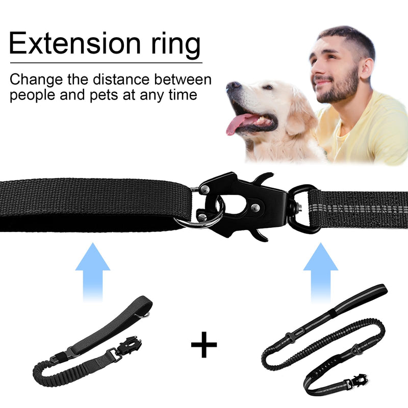 20” Strong Short Leash for Dog, Heavy Duty Bungee Dogs Leash with Padded Handle Car Seatbelt, Small Dog Training Leashs for Large or Medium Dogs - Can be Used with Other leashes (Black) Black - PawsPlanet Australia
