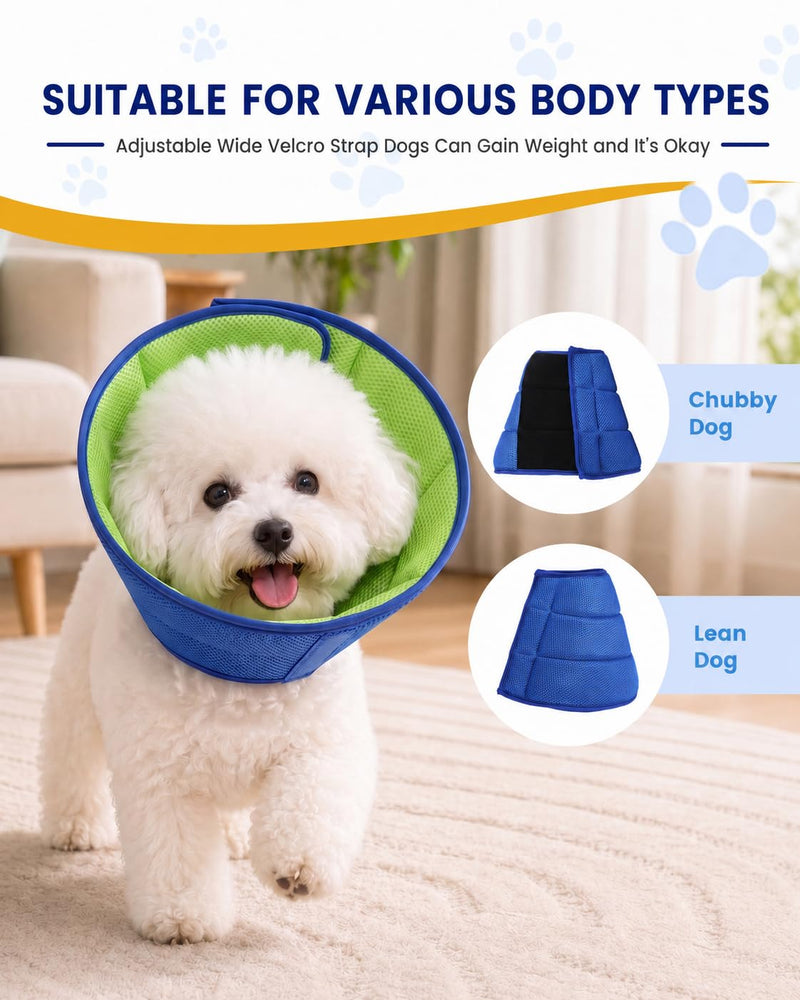 Dog Recovery Collar for Dogs After Surgery – Soft Breathable Dog Cone Collar, Lightweight Elizabethan Collar Alternative for Wound Healing, Anti Licking, Comfortable Sleep & Daily Eating,S S