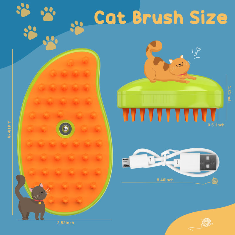 GIGART Cat Steam Brush, Pet Grooming Brush with Steam Technology, Self Cleaning Brush for Massage, Removing Tangled and Loose Hair, for Cat and Dog (Green) Green - PawsPlanet Australia
