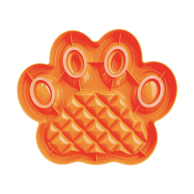 PetDreamHouse PAW 2-in-1 Slow Feeder Interactive Bowl with Removable Lick Mat - Orange - PawsPlanet Australia