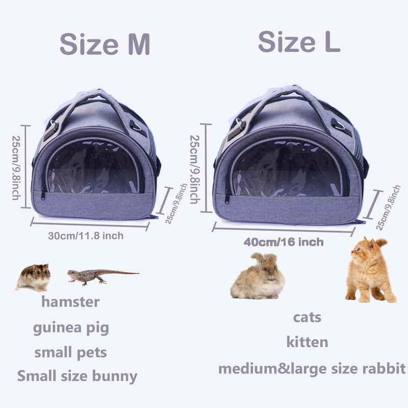 Guinea Pig Carrier, Small Pet Carriers for Rabbit Hamster Bird Bunny Bearded Dragon Kitty and Etc. Animal Bag with Stable Handle and Waterproof Pad, Easy Travel and Vet Visit-Large 16.0"L x 10.0"W x 1.5"H