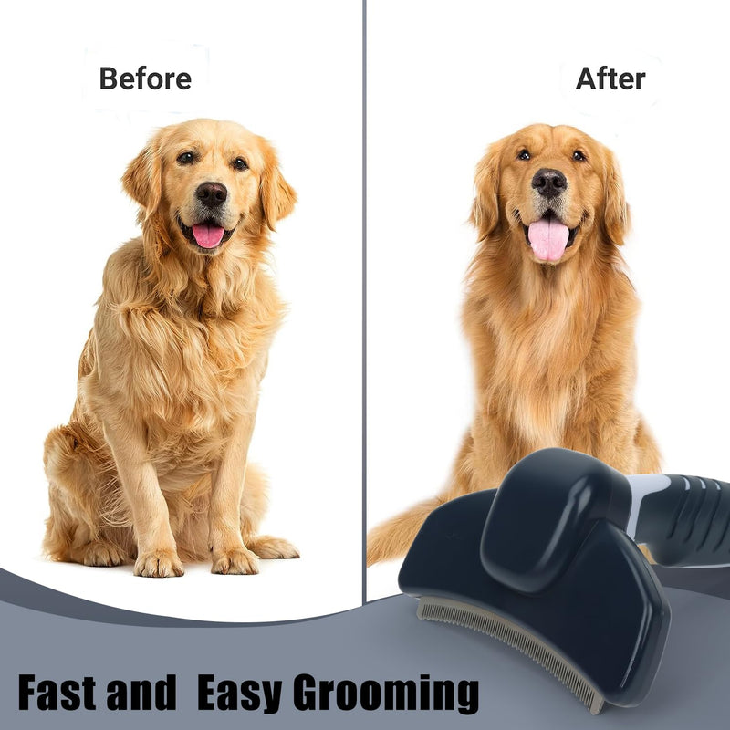HOP Dog Deshedding Brush for Short Haired Dogs Cats Pets Professional Deshedding Tool Anti-Slip Handle & Detachable Head Highly Effective Deshedder Grooming Home of Paws (Dark Blue_L) Dark Blue_L - PawsPlanet Australia