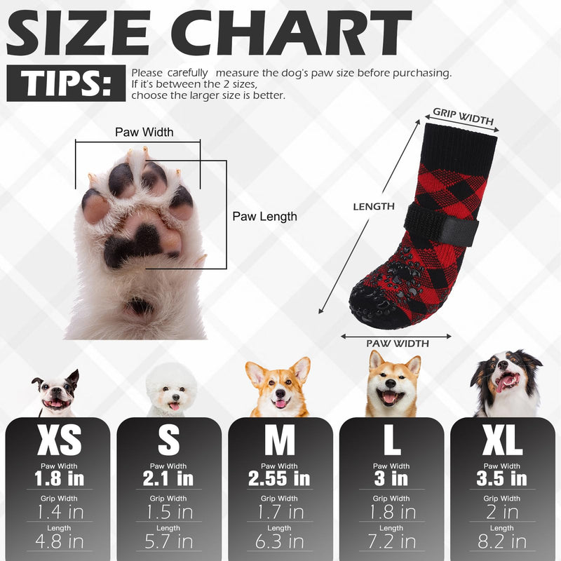 EXPAWLORER Dog Socks for Hot Pavement to Prevent Licking Paws, Anti Slip Doggie Booties Grippy Shoes for Hardwood Floors, Boots & Paw Protectors for Small Medium Large Senior Dogs Red Black L Red&Black - PawsPlanet Australia