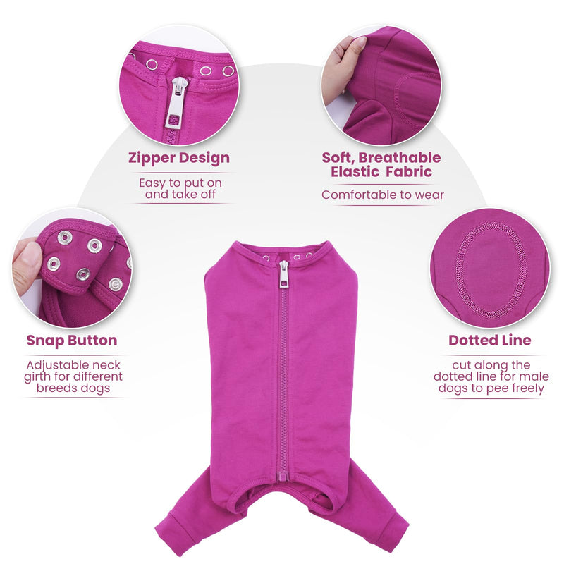 Nanaki Dog Wound Care Shirt,Dog Leg Sleeve To Stop Licking Rear Leg And Abdomen,Dog Surgery Suit Female Spay,Dog Onesie For Surgery Female Male,Dog Surgical Recovery Suit Female Dog Wound Heal Clothes 2XL(Back:23.2", Weight:40-85Ib) Purple - PawsPlanet Australia