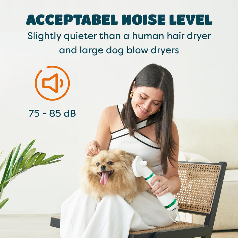 KUUBIA Pet Hair Dryer for Small and Medium-Sized Dogs and Cats | 2-in-1 Dog Hair Dryer with Self Cleaning Slicker Brush | Dog Blow Dryer | 300 Watts, Portable, Adjustable Temperature