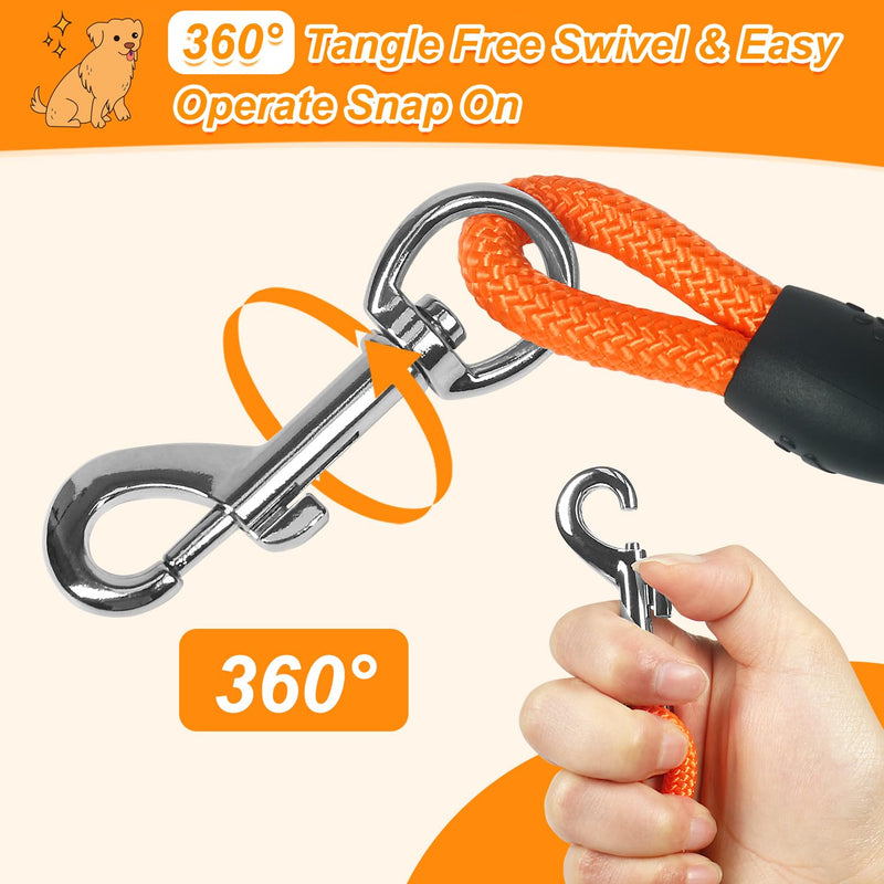 Vivifying Floating Long Dog Leash, 20FT Dog Training Leash, Lightweight Dog Check Cord Rope Leash with Comfortable Handle for Outside, Hiking, Swimming, Beach and Lake Orange - PawsPlanet Australia