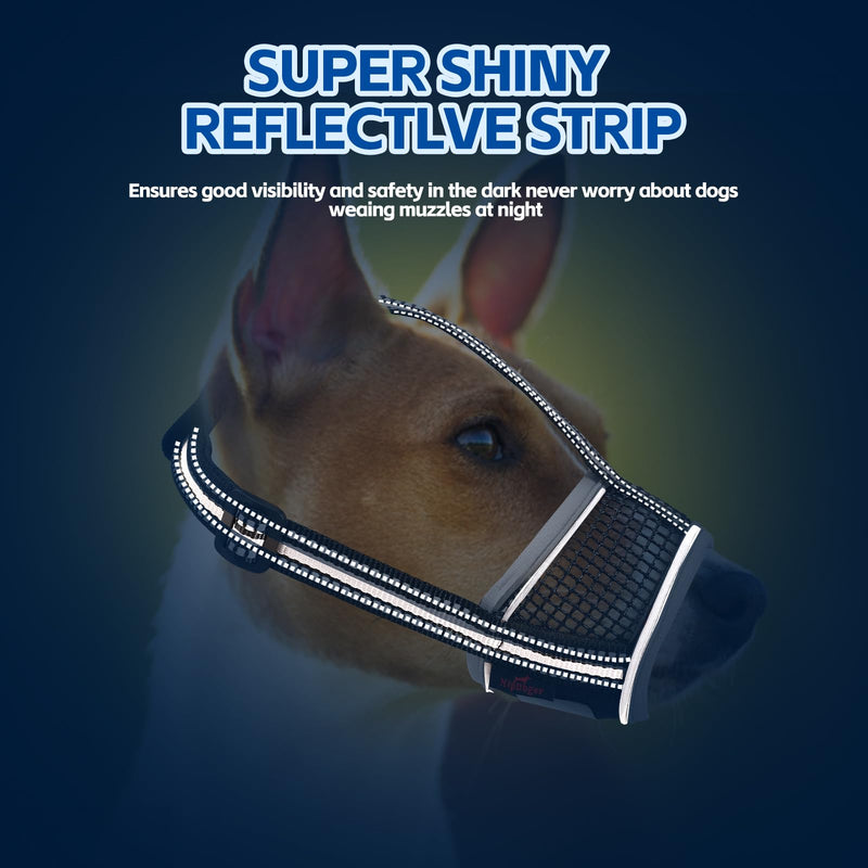 Dog Muzzle,Soft Mesh Breathable Muzzle, Air Mesh Dog Muzzle with Reflective & Adjustable Strap for for Biting Chewing Grooming,Allow Panting Drinking,Dog Muzzle for Medium (M, Black) - PawsPlanet Australia