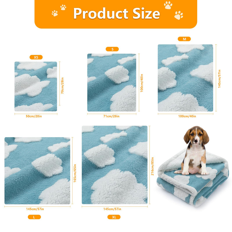 Waterproof Pet Blanket,Dog Blue Dog Blankets for Bed Covers Couch Sofa Stylish Jacquard Pets Throw Blankets for Puppy Cats Washable Reversible Furniture Protection Covers (Blue Cloud,M) Blue Cloud M-100*145cm(40*57in) - PawsPlanet Australia