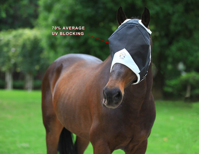 T TEKE Fine Mesh Horse Fly Mask w/No Ears, UV Blocking 3D Eye Visor with Extra Fleece Cushioned Forehead, Protection from Insect Pests, Full, Red