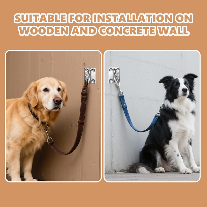 Dog Leash Hooks for Wall, Heavy Duty Stainless Steel Wall Mounted Pet Hook, Dog Leash Holder for Indoor Outdoor Yard Silver - PawsPlanet Australia