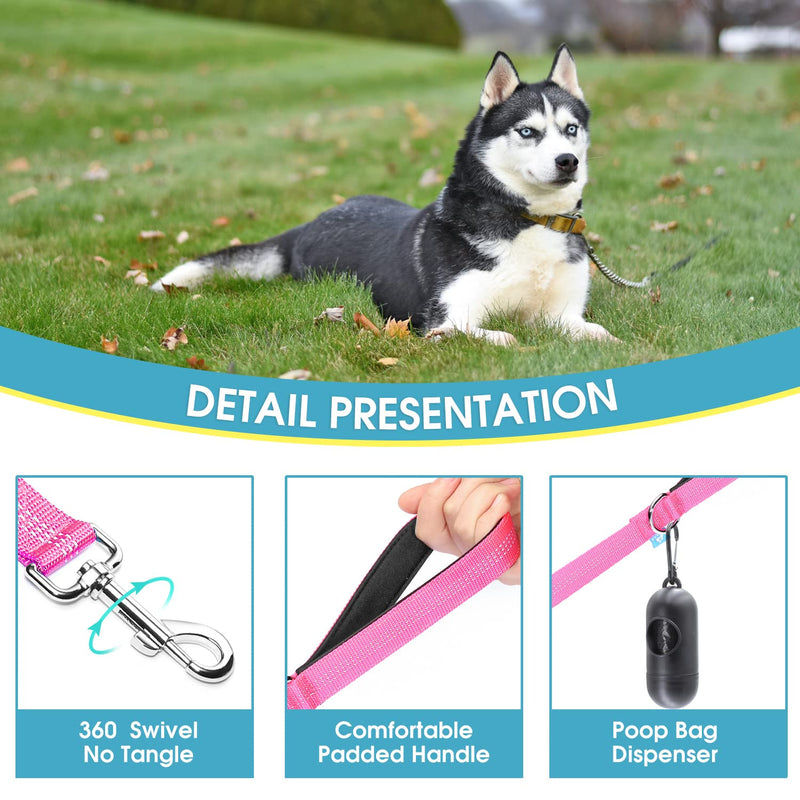 BAAPET Two Handle Dog Leash, Dual Soft Padded Handles with Traffic Control Handle Leash for Small Medium or Large Dogs (3/4'' x 5 FT, Pink) 2 Handle (3/4'' x 5 FT) - PawsPlanet Australia