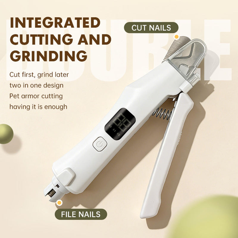pet nail clippers and electric nail file with LED light, nail file and nail grinder, suitable for dogs and cats, white. - PawsPlanet Australia