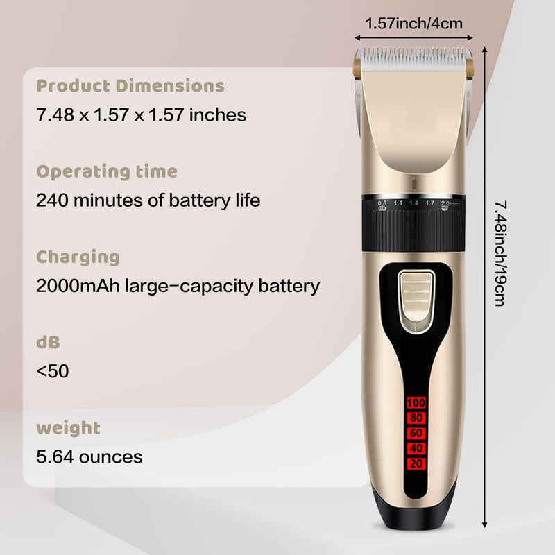 Dog Grooming Kit & Paw Trimmer-Low Noise Electric Quiet Clippers Set, Rechargeable Cordless Pet Hair Clippers for Thick Coats with Scissors & Trimmer -Professional Grooming Tools for Dogs, Cats, Pets - PawsPlanet Australia