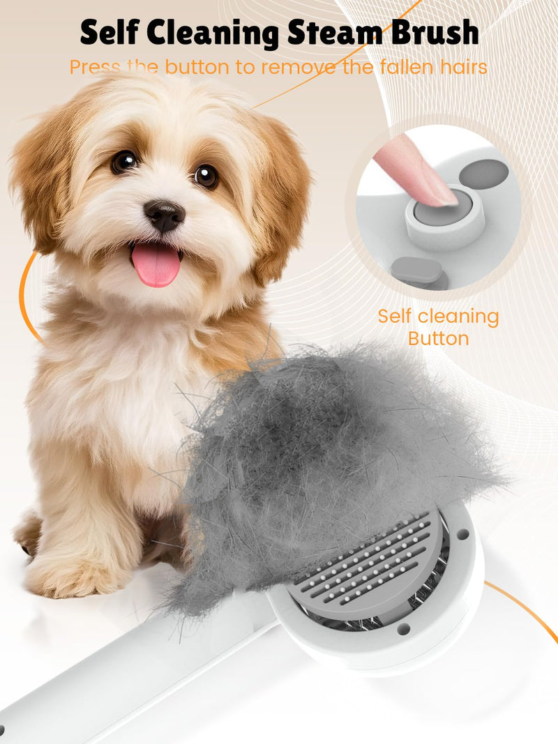 Cat Steam Brush with Release Button-Rechargeable Pet Steam Brush for Long Short Hair Cats Dogs,Dog Grooming Brushes,Self Cleaning Cat Spray Comb With Water Tank for Removing Loose Fur