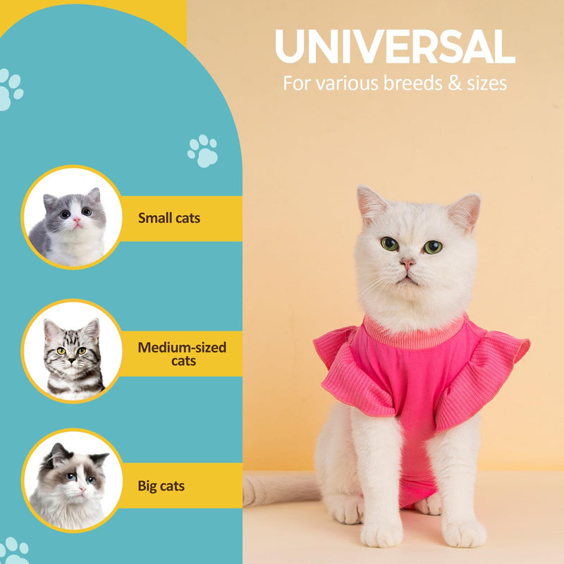Avont Cat Recovery Suit - Post-Surgery Onesie for Cats, Alternative to Cone of Shame, Protective Spay Suit for Female Kitten, Ideal for Healing and Skin Conditions -Magenta(S) Magenta Small