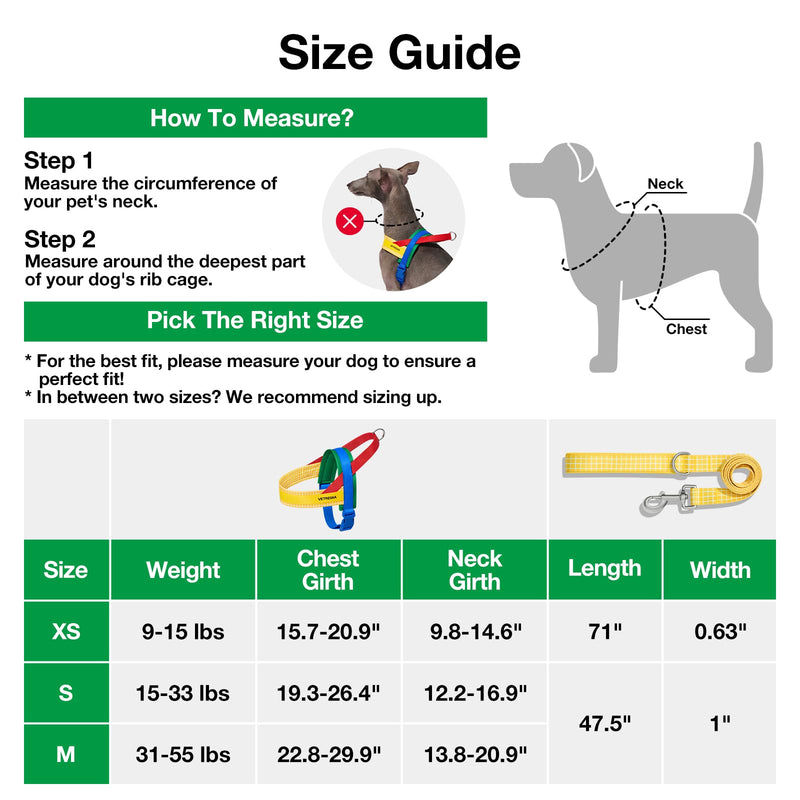 VETRESKA Dog Harness and Leash Set, Easy Walk Dog Harness for Small Medium Dogs, No Pull Puppy Harness for Walking and Training, Adjustable, Take Control & Anti-Twist Pet Lead Combo (Yellow, XS) Yellow - PawsPlanet Australia