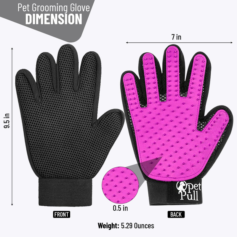 Pet Grooming Gloves with 259 Silicone Tips - Pet Hair Removal Tool Gentle Shedding Dog Washing Gloves - Deshedding Brush Hair Remover Mitts for Dogs & Cats for Long and Short Hair (Pink) PINK - PawsPlanet Australia