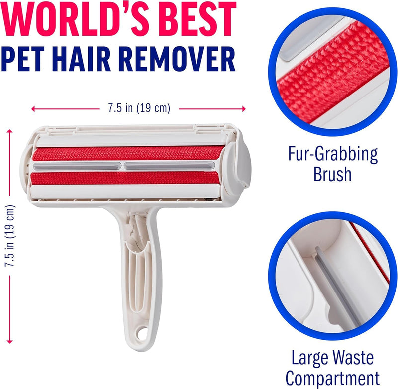 Pet Hair Remover Roller - Reusable Lint Roller for Dog & Cat Hair on Furniture, Couch, Carpet, Clothing - Eco-Friendly Portable Fur Remover Tool (White) - PawsPlanet Australia