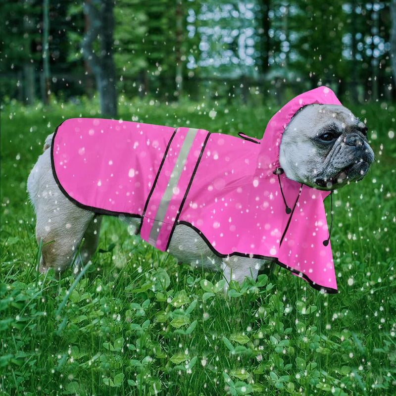 Waterproof Dog Rain coat - Reflective Adjustable Pet Raincoat Jacket, Lightweight Dog Hooded Poncho RainCoats for Small to X- Large Dogs and Puppies (Pink, Medium) Pink