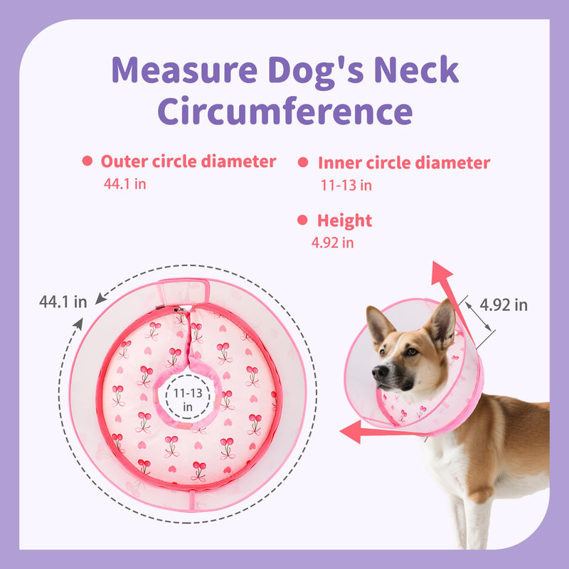 Inflatable Recovery Dog Cone Collar for Large Medium Dogs After Surgery, Soft Dog Donut Collar Adjustable Recovery Bone for Pets, Prevent from Biting & Scratching (Pink, M+) Pink M+