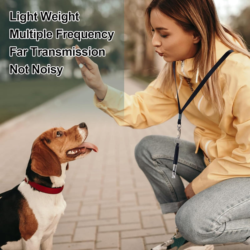 Ultrasonic Dog Whistle to Stop Barking Neighbor's Dog, Adjustable Pitch Silent Whistles with Lanyard, Recall Training Device, Black - PawsPlanet Australia