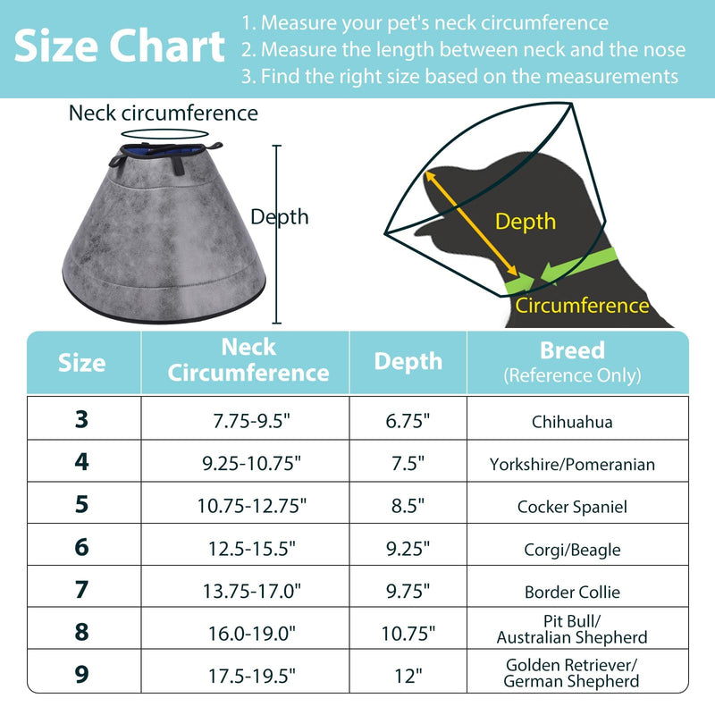Dog Cone for Small, Medium, and Large Dogs and Cats, Soft Cone for Dogs After Surgery, Lightweight Leathaire Recovery Cone Collar to Stop Licking and Scratching(4(Neck: 9.25-10.75")) 4(Neck: 9.25-10.75") Black - PawsPlanet Australia