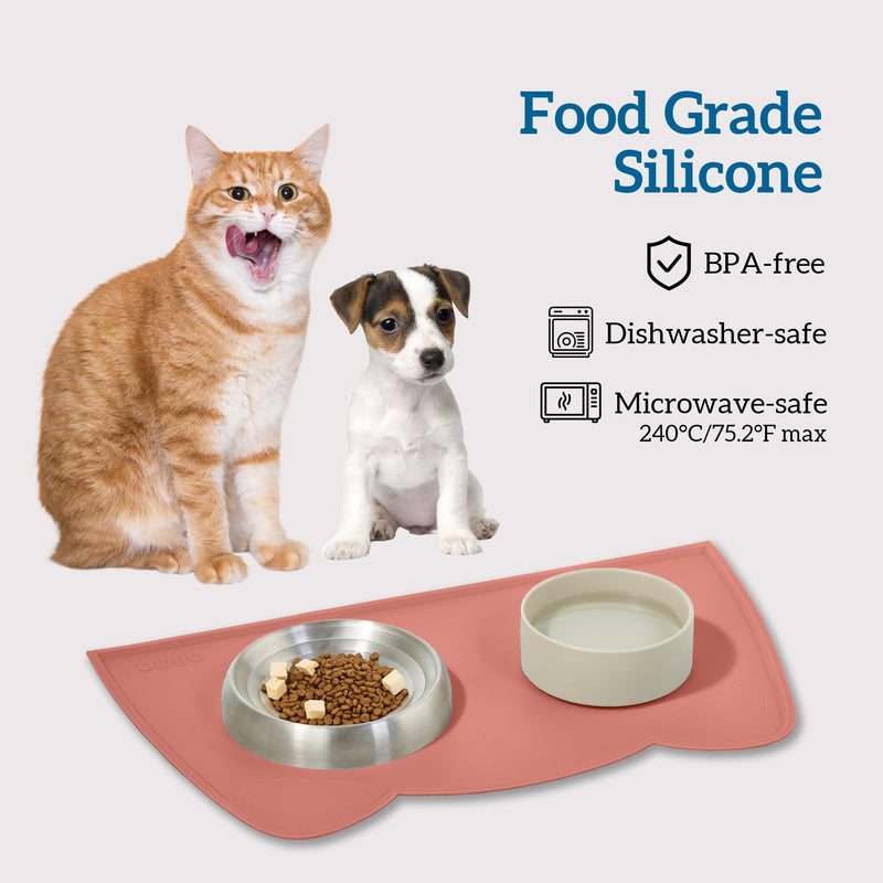 Cat Food Mat, Silicone Pet Feeding Mat for Floor Non-Skid Waterproof Dog Water Bowl Tray, Easy to Clean Pet Placemat (Erythrinus, 18 * 9.8'') 18x9.8"(Small Cat) Erythrinus - PawsPlanet Australia