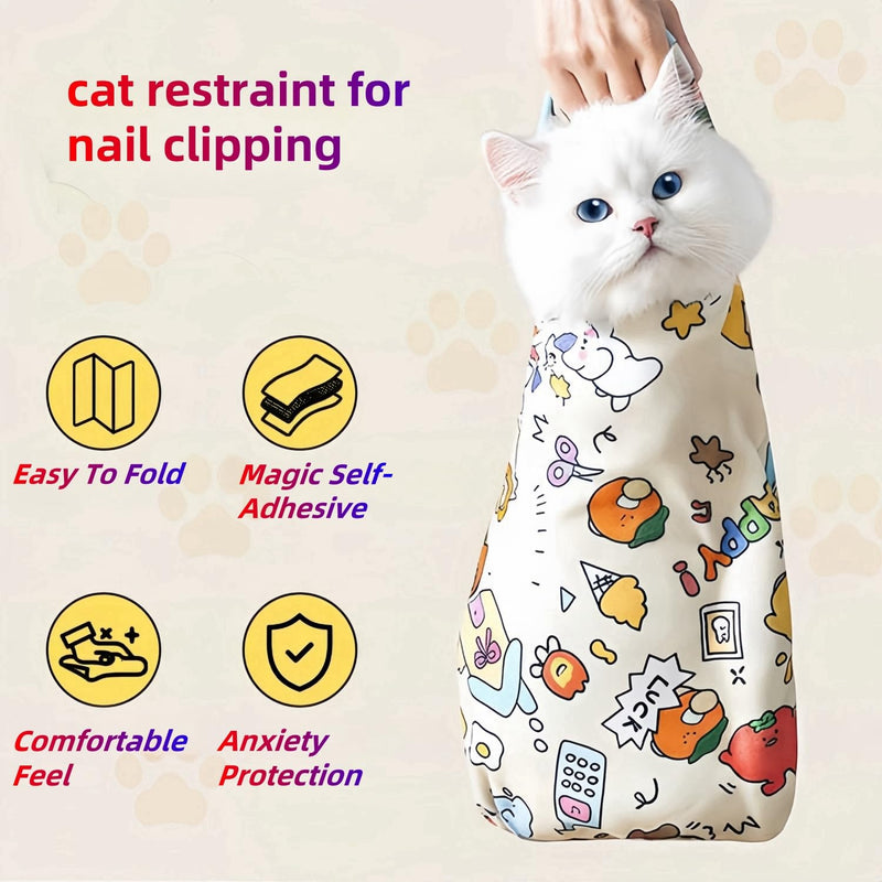 Cat Wrap for Cutting Nails Cloth Burrito Wrap for Nail Clipping,Scratch and Escape Prevention,Multi-Purpose Swaddle Wrap Pet Worker (Scrawl, 21.65inchx21.65inch) scrawl - PawsPlanet Australia